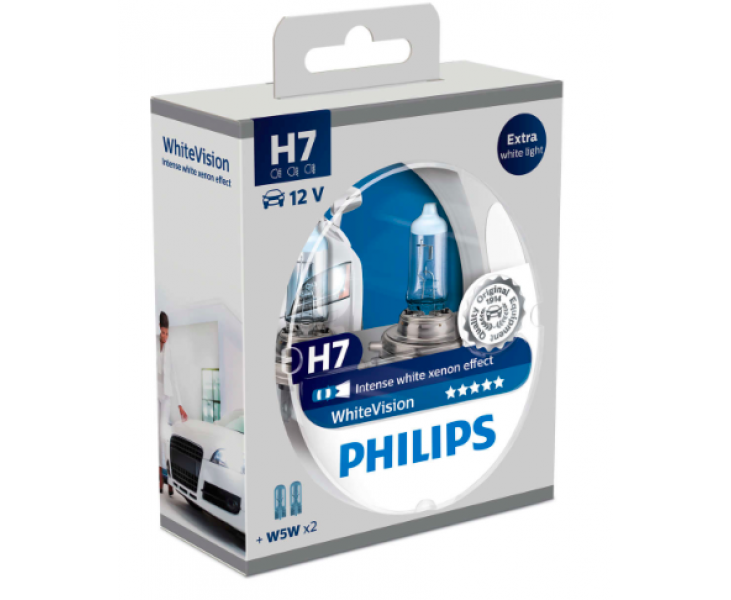 PHILIPS Autolampe H7, White Vision W5W Box 2   2, 12972WHVSM