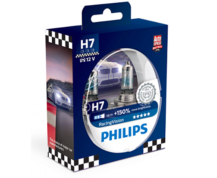 PHILIPS Autolampe H7 RacingVision, 12972RVS2, 12V 55W, Box ? 2 Stück